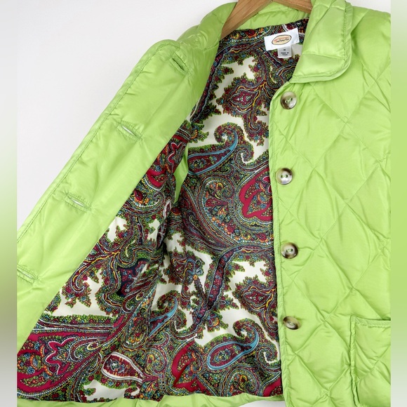 Talbots Lime Green Quilted Puffer Vest - Picture 7 of 8